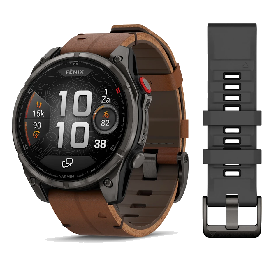 Garmin Fenix 8 Pro LTE 47mm AMOLED Sapphire carbon gray - leren band