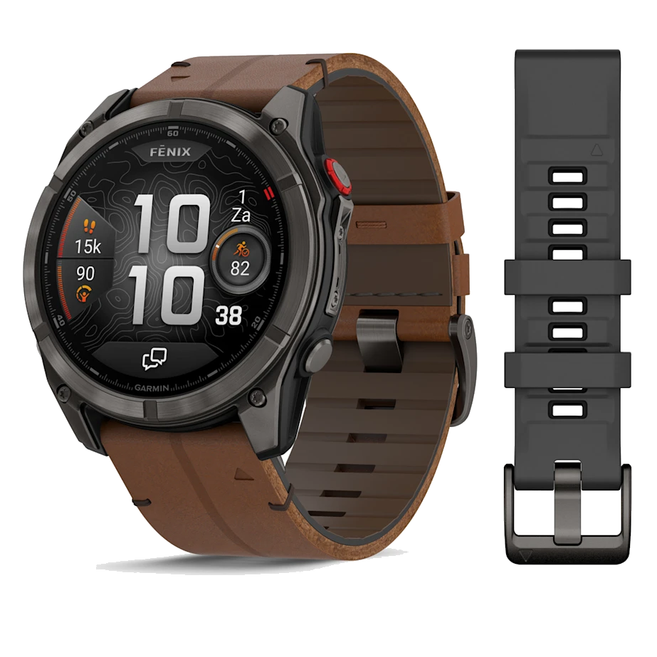 Garmin Fenix 8 Pro LTE 51mm AMOLED Sapphire carbon gray - leren band