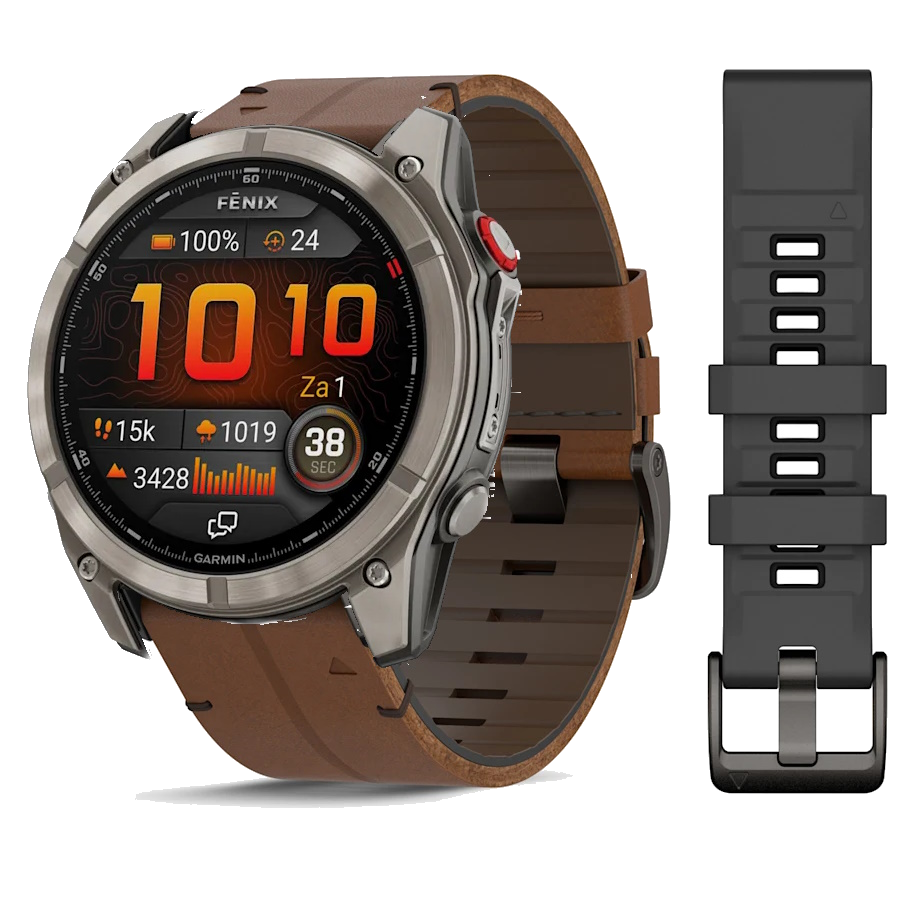 Garmin Fenix 8 Pro LTE 51mm AMOLED Sapphire titanium - leren band