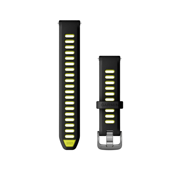 Bandjes met snelsluiting (18 mm) Zwart/Amp yellow siliconen met slate gesp