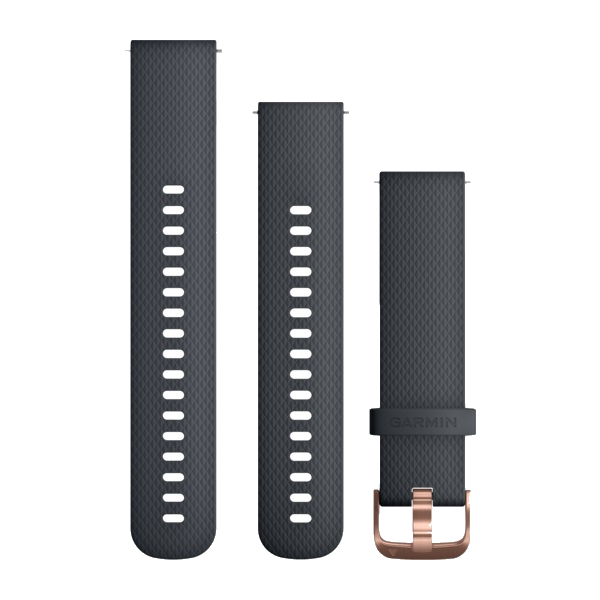 Bandjes met snelsluiting (20 mm) Granite blue met rose gold gesp