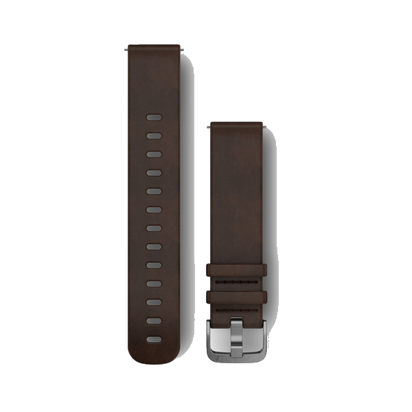 Bandjes met snelsluiting (20 mm) Dark brown leer met zilverkleurige gesp