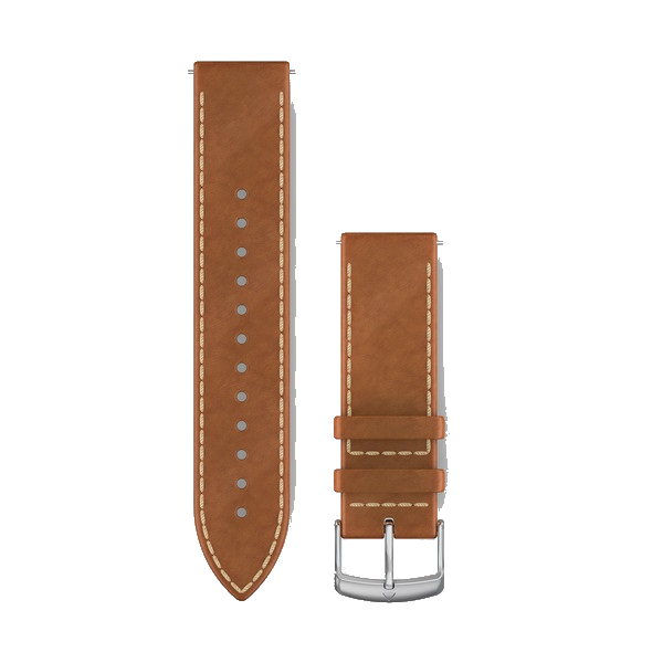Bandjes met snelsluiting (20 mm) Tan italiaans leer met zilverkleurige gesp