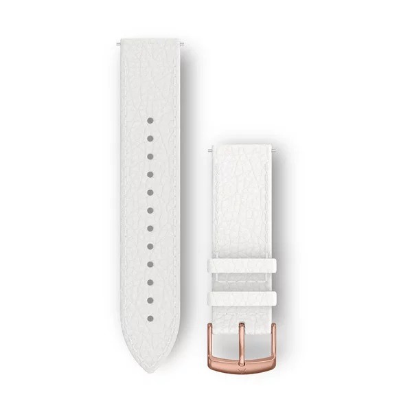 Bandjes met snelsluiting (20 mm) Wit italiaans leer met 18K roségouden PVD gesp