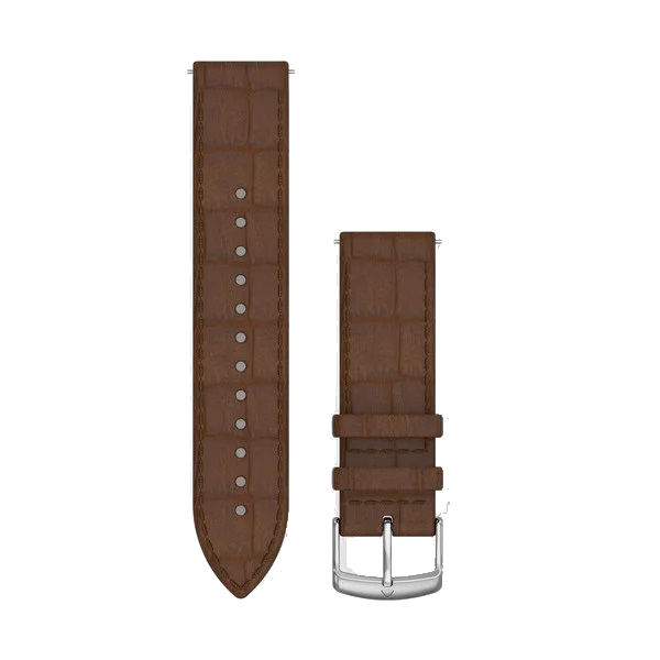 Polsband met snelsluiting Dark Brown Embossed Italian Leather met zilveren gesp
