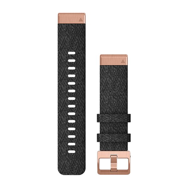 QuickFit 20mm polsband Geschakeerd zwart nylon met rose gold gesp