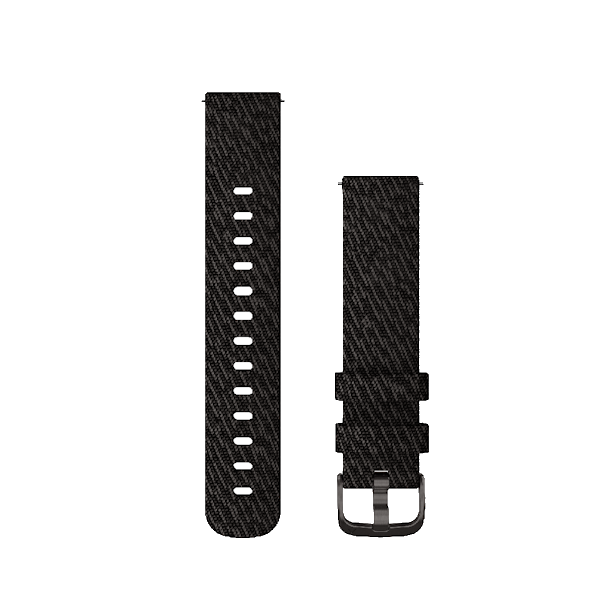 Bandjes met snelsluiting (20 mm) Black pepper geweven nylon met slate gesp
