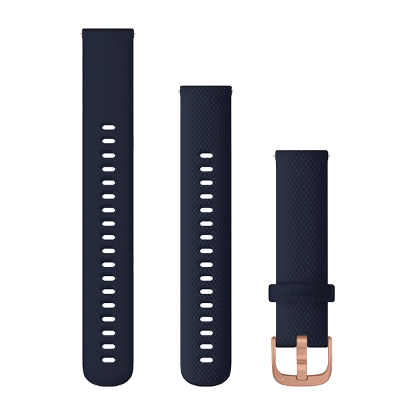 Polsband met snelsluiting (18mm) marineblauw met rozegouden hardware
