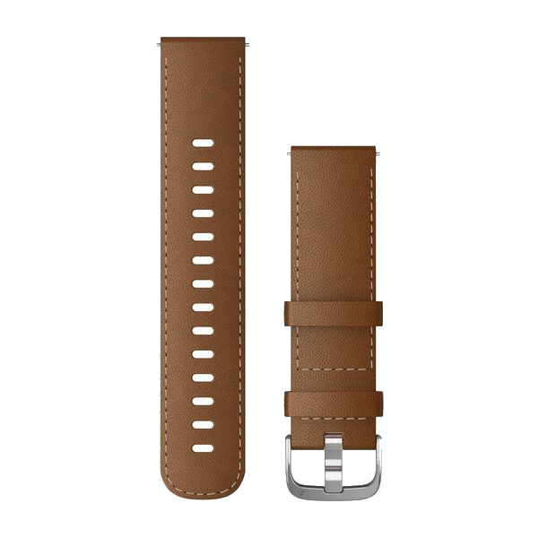 Bandjes met snelsluiting (22 mm) Bruin Italiaans lederen met Zilverkleurige gesp