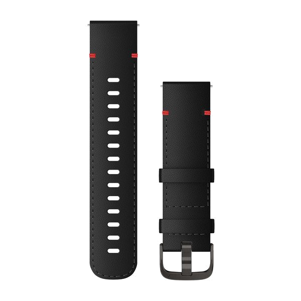 Bandjes met snelsluiting (22 mm) Zwart leer met Slate