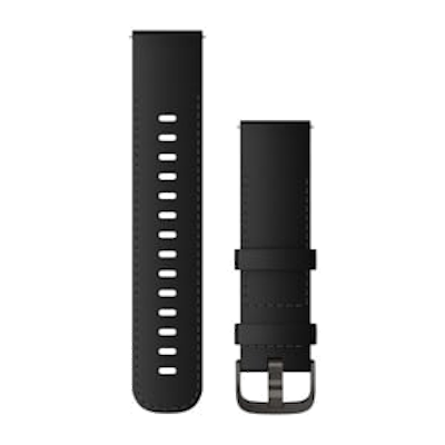 Bandjes met snelsluiting (22 mm) Zwart leer met Brushed Slate gesp