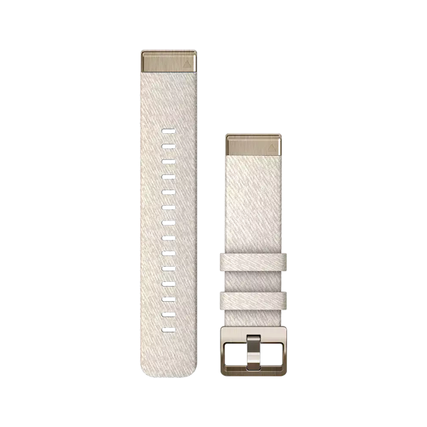 QuickFit 20mm polsband Cream gemêleerd nylon met Cream Gold gesp