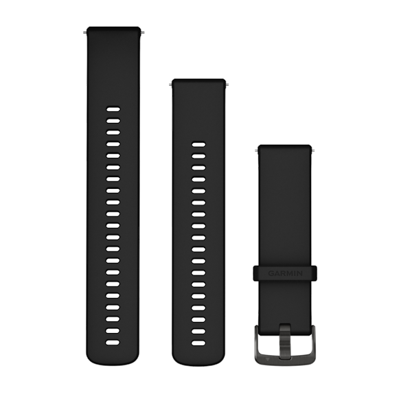 Bandjes met snelsluiting (22 mm) Zwart met slate gesp