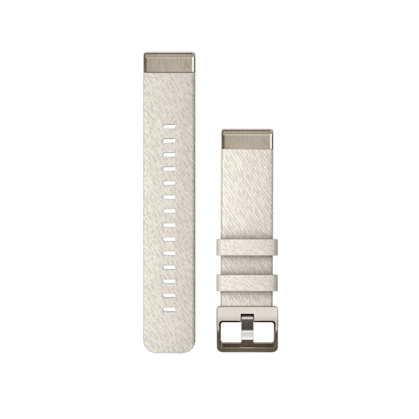 QuickFit 20mm polsband Cream gemêleerd nylon met Soft Gold gesp