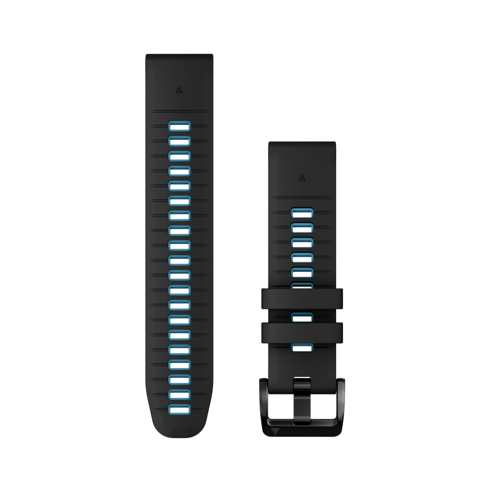 QuickFit 22mm polsband Zwart/Cirrus Blue siliconen