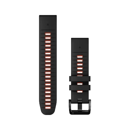 QuickFit 22mm polsband Zwart/Flame Red siliconen