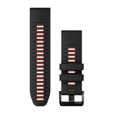 QuickFit 26mm polsband Zwart/Flame Red siliconen