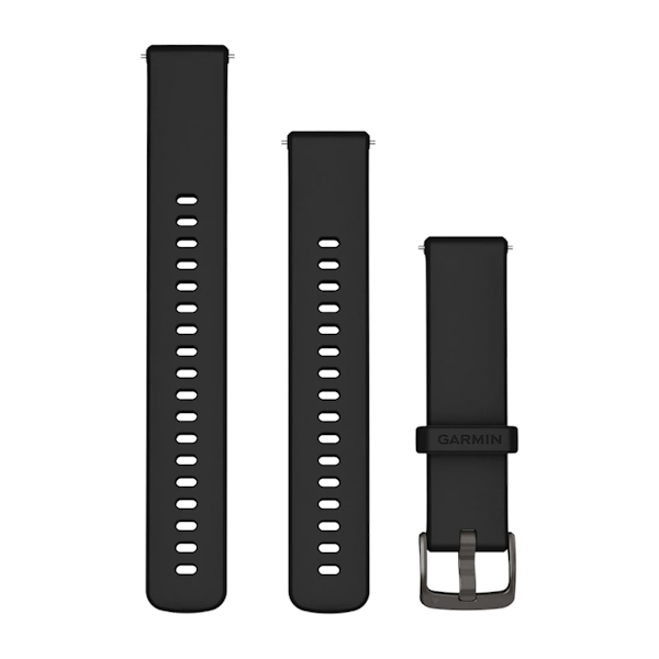 Bandjes met snelsluiting (18 mm) Zwart siliconen met Slate gesp