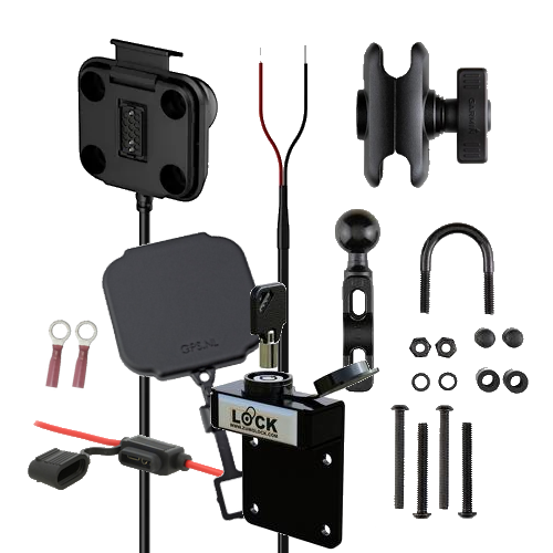 Motorfiets montageset Zumo XT2 gemonteerd met afdekkap en zumolock