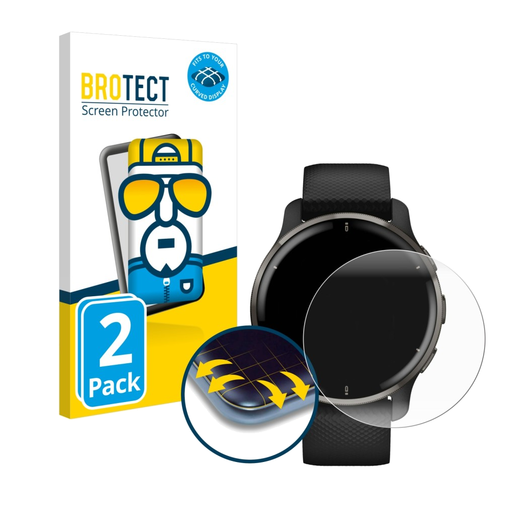 Brotect Flex Full-Cover beschermfolie voor Garmin Venu 2 Plus (2 stuks)