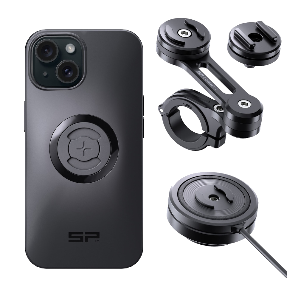 SP Connect Phone Case Apple iPhone 15 Pro inclusief Moto Mount Pro en charging antivibratie module