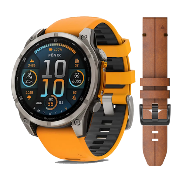 titanium - oranje graphite (leren bandje)