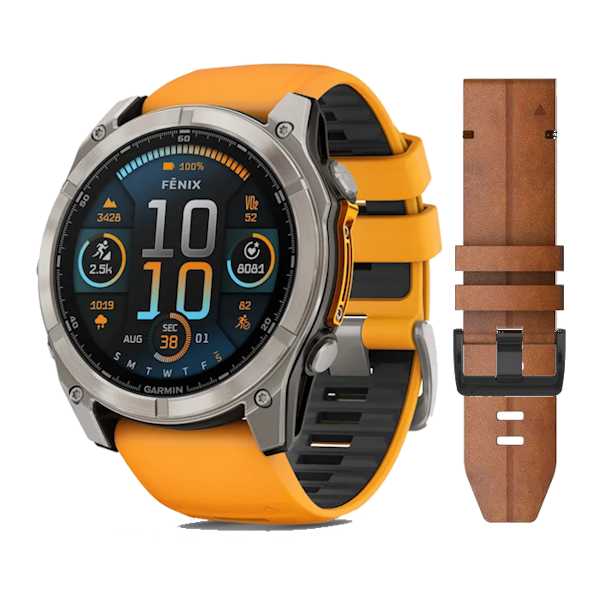 titanium - oranje graphite (leren bandje)