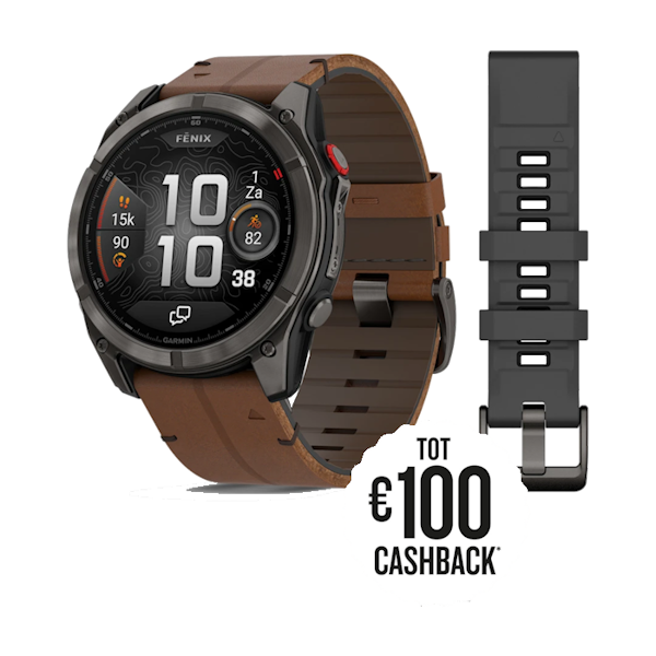 Garmin Fenix 8 Pro LTE 51mm AMOLED Sapphire carbon gray - leren band