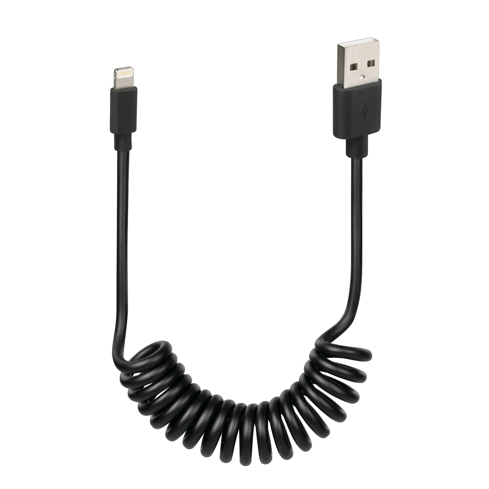 Optiline USB-A naar Apple 8Pin spiraalkabel