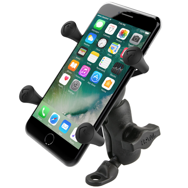 RAM houderset met X-grip schuine spiegelsteun korte knijper