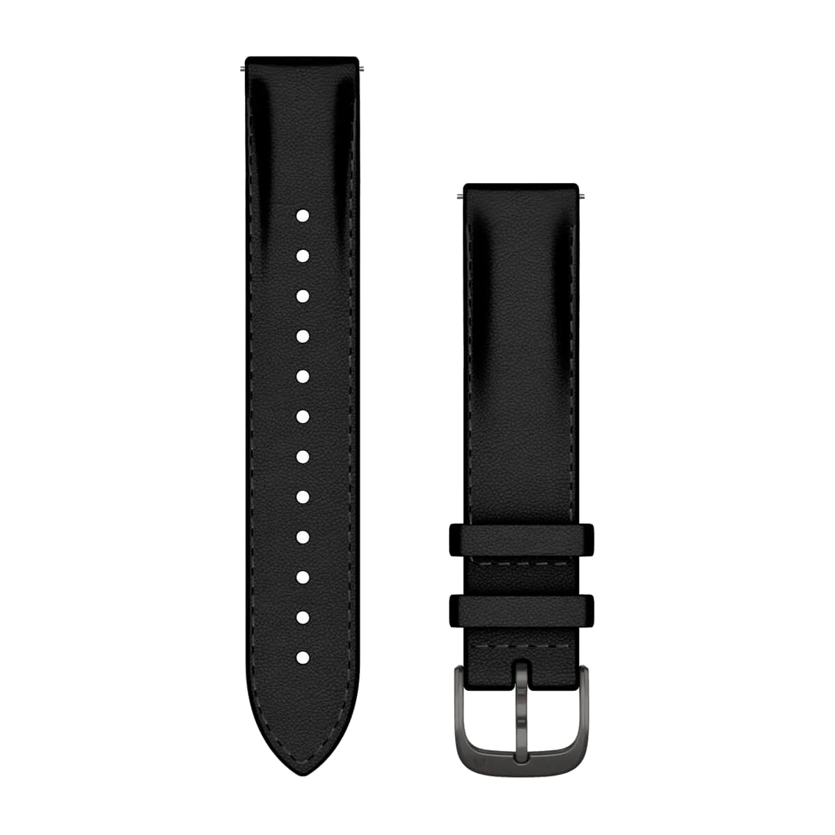 Bandjes met snelsluiting (18 mm) Zwart leer met brushed slate gesp